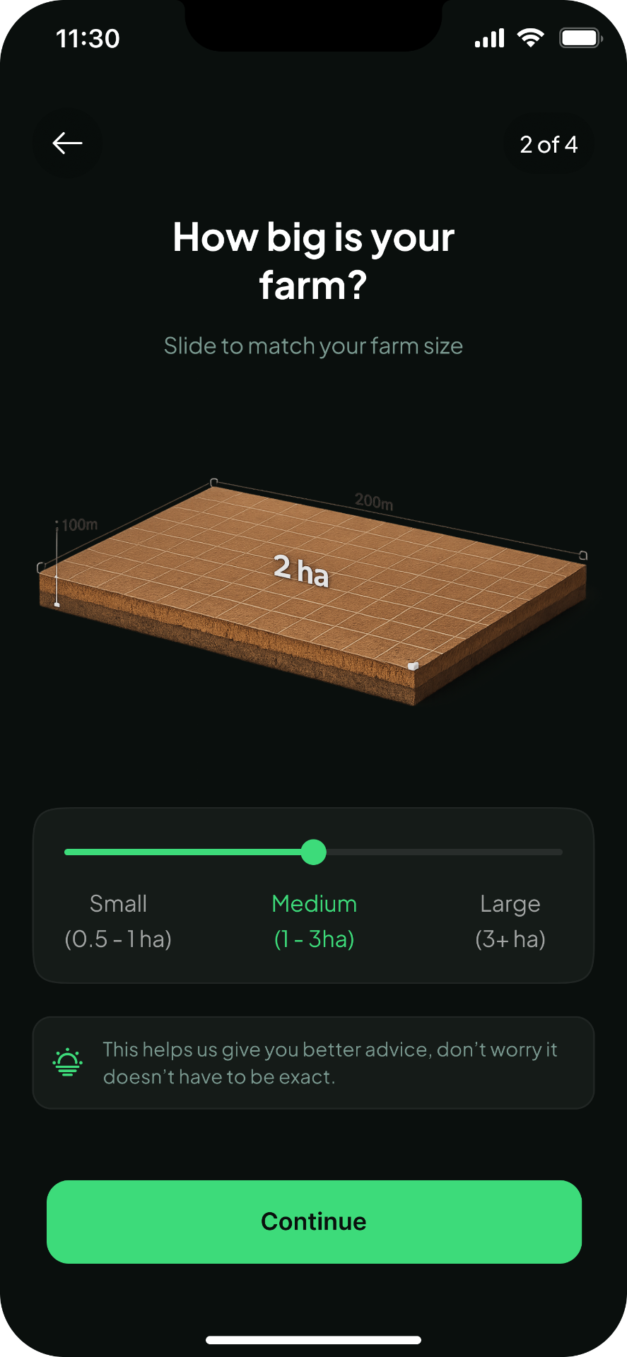 Farm Profile Setup, screen 2