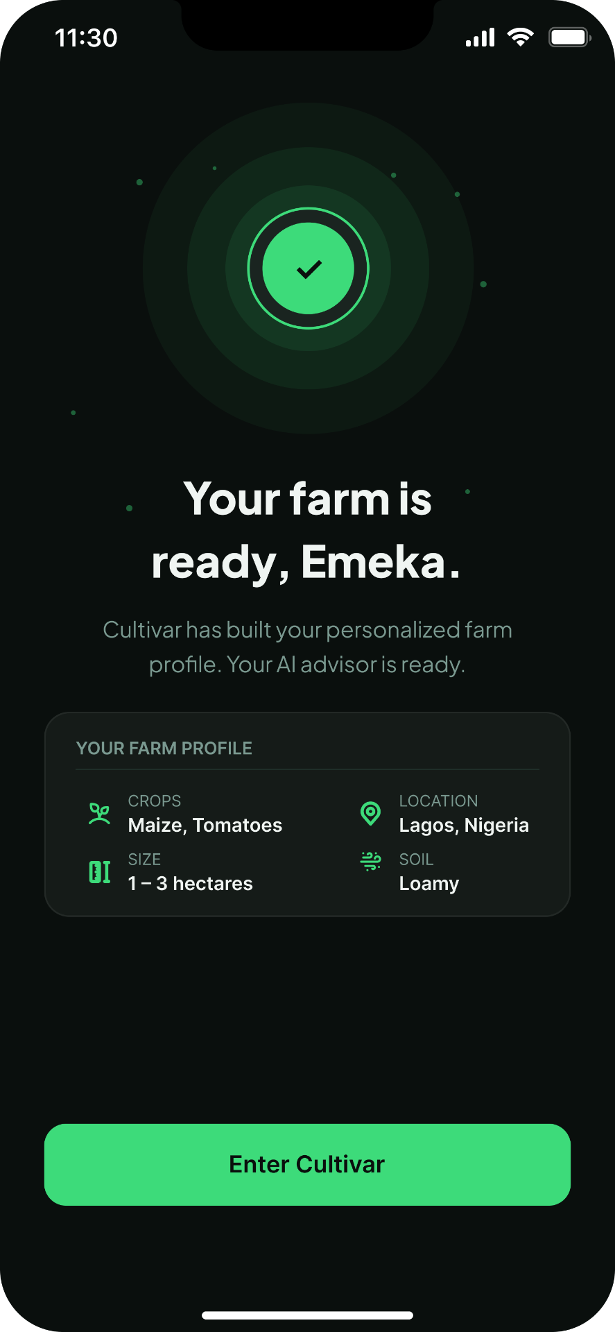 Farm Profile Setup, screen 5